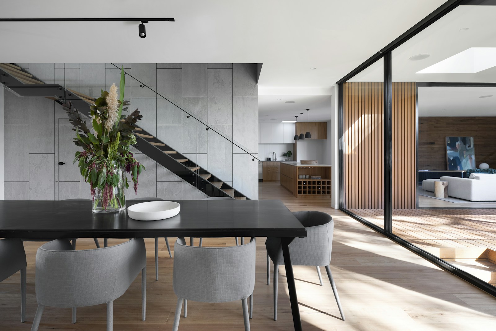 Dining table and upholstered dining chairs