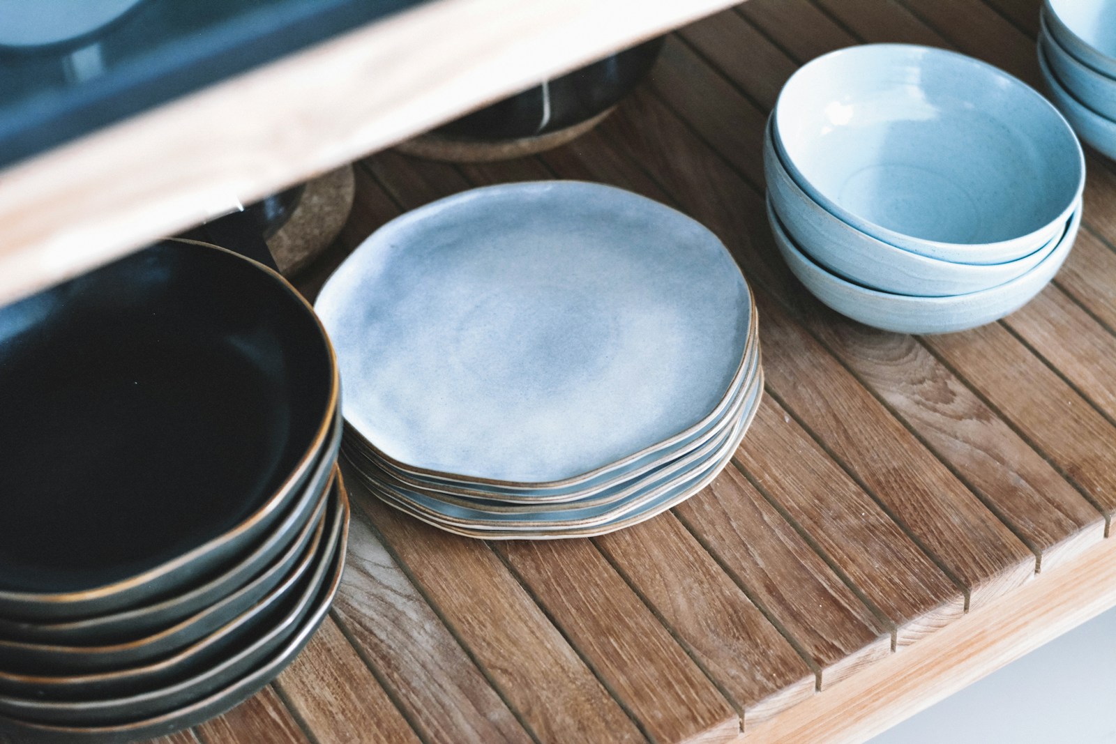 Blue bowls and plates